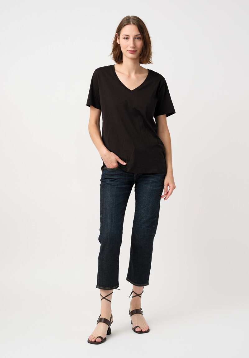 R13 Cotton Denim Boyfriend Straight Jeans in Avery Indigo Blue