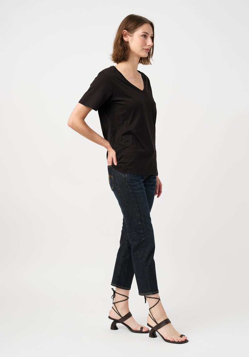 R13 Cotton Denim Boyfriend Straight Jeans in Avery Indigo Blue