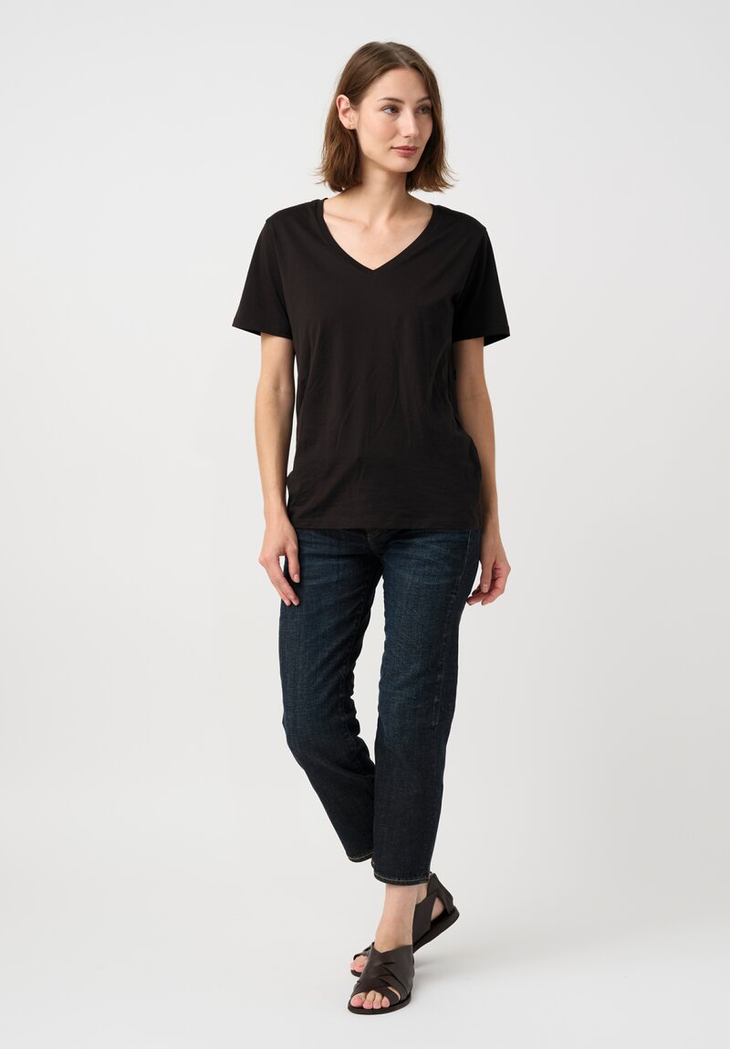 R13 Cotton Denim Boyfriend Straight Jeans in Avery Indigo Blue