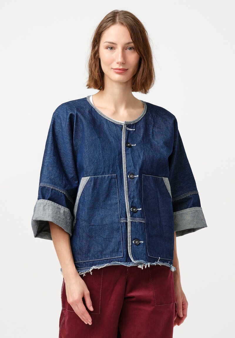 Schepers Bosman Italian Cotton Denim Robby Jacket in Indigo Blue