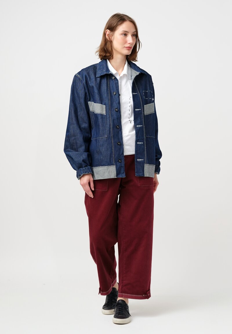 Schepers Bosman Italian Cotton Denim & Weft Mock Turtleneck Eke Jacket in Indigo Blue