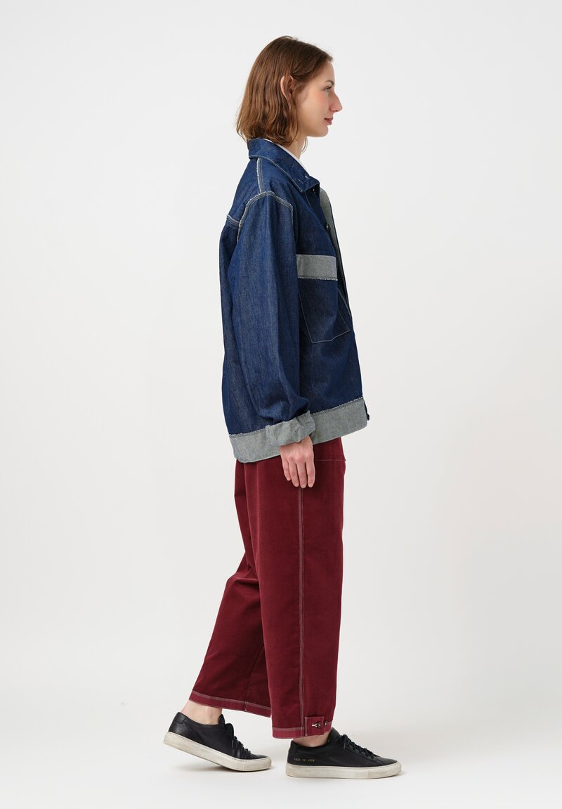 Schepers Bosman Italian Cotton Denim & Weft Mock Turtleneck Eke Jacket in Indigo Blue