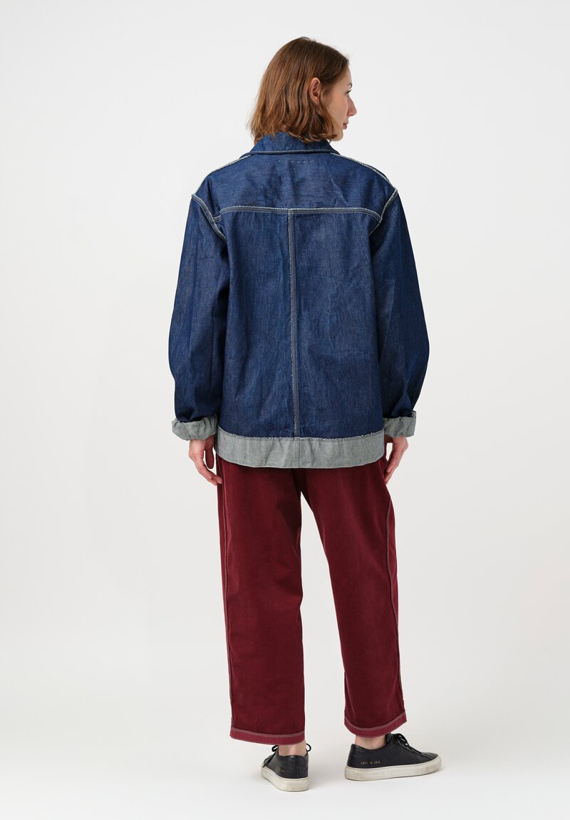 Schepers Bosman Italian Cotton Denim & Weft Mock Turtleneck Eke Jacket in Indigo Blue