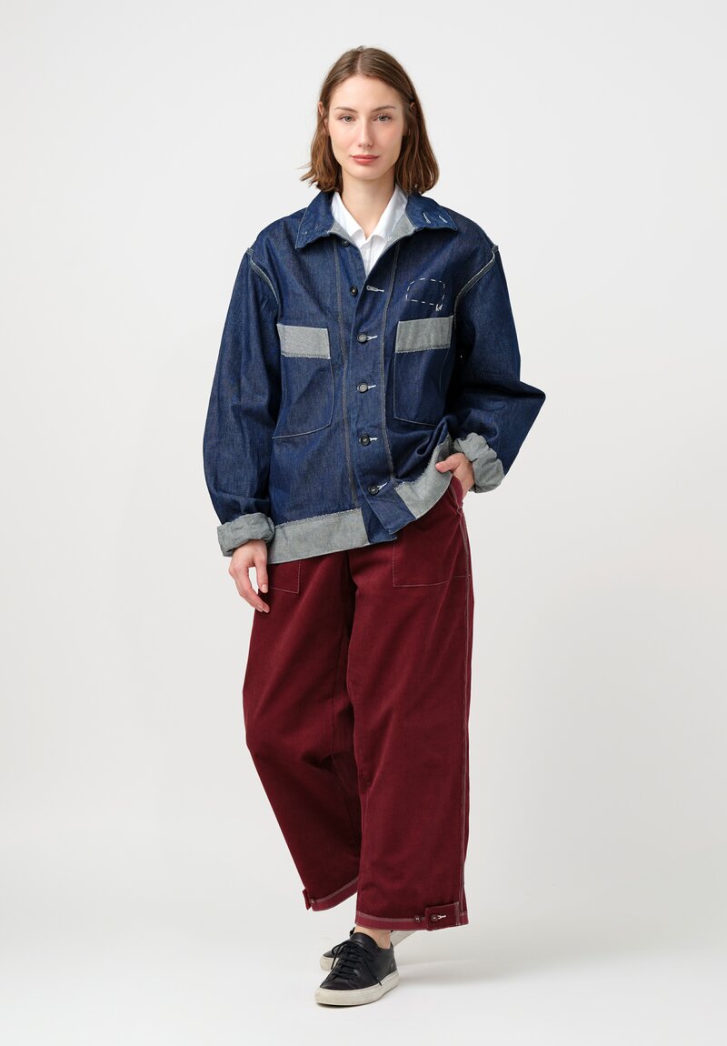 Schepers Bosman Italian Cotton Denim & Weft Mock Turtleneck Eke Jacket in Indigo Blue