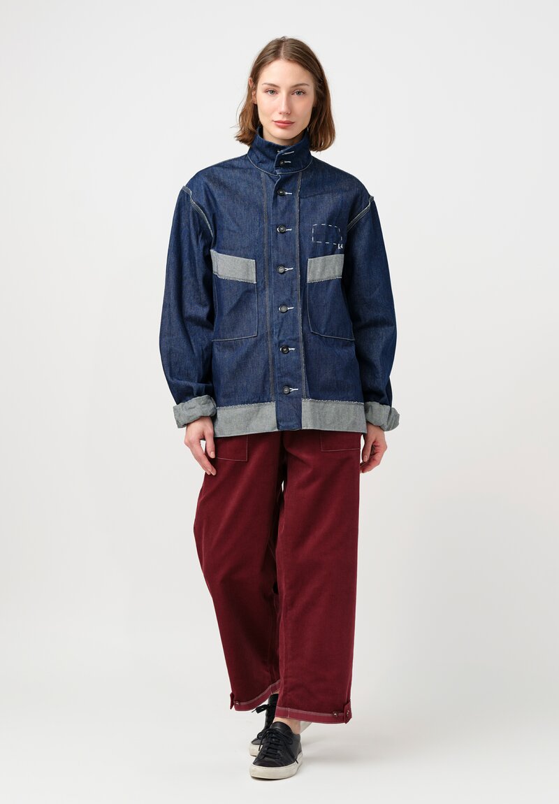 Schepers Bosman Italian Cotton Denim & Weft Mock Turtleneck Eke Jacket in Indigo Blue