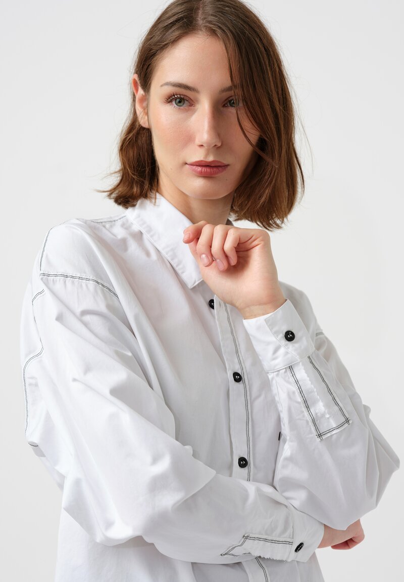 Schepers Bosman Pima Cotton Twill Fenna Button-Down Shirt in White