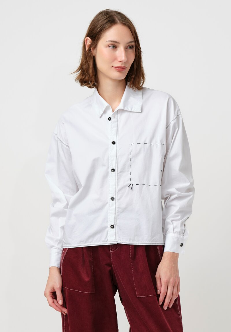 Schepers Bosman Pima Cotton Twill Fenna Button-Down Shirt in White