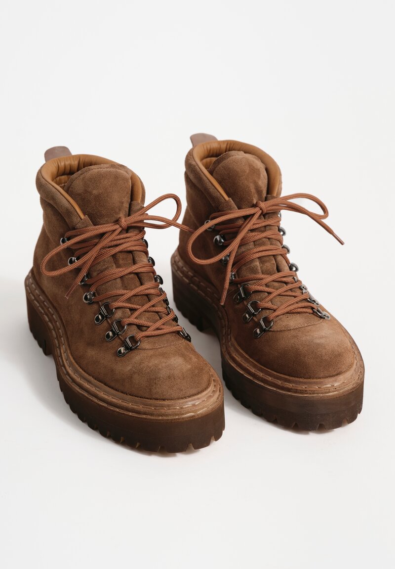 Officine Creative Cashmere Tonal Blossom Boots in Tundra Brown