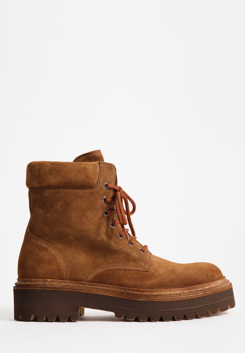Officine Creative Cashmere Tonal Blossom Ankle Boots in Castagno Brown