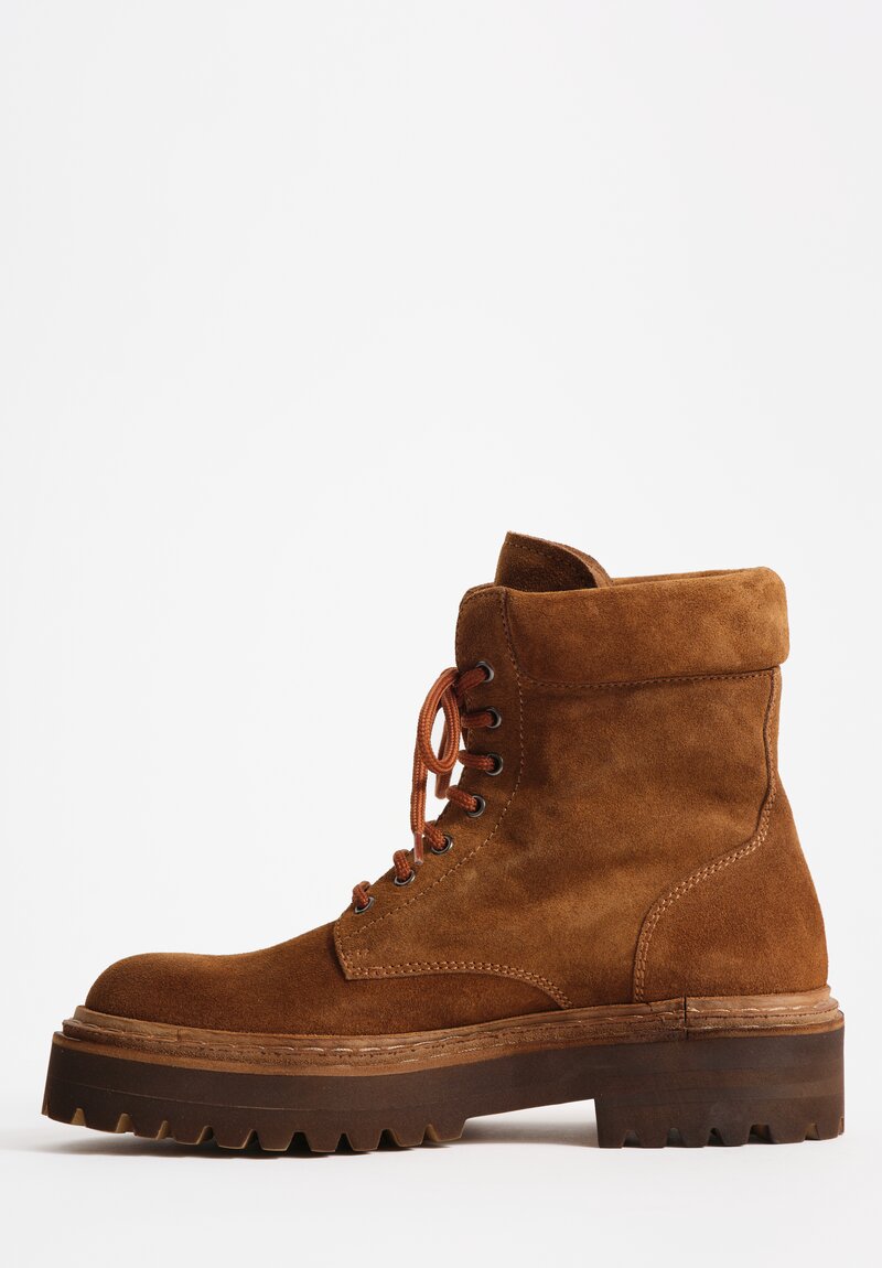 Officine Creative Cashmere Tonal Blossom Ankle Boots in Castagno Brown