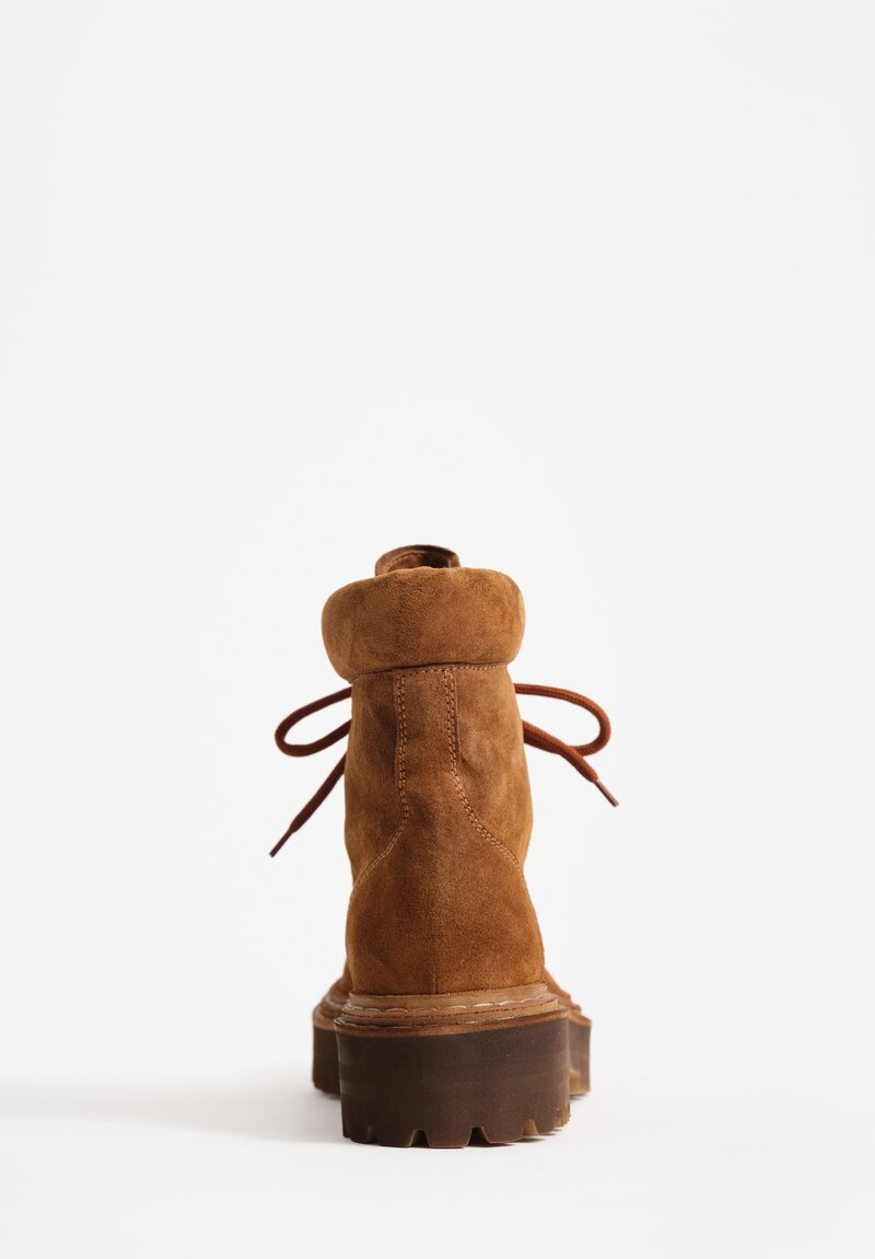 Officine Creative Cashmere Tonal Blossom Ankle Boots in Castagno Brown