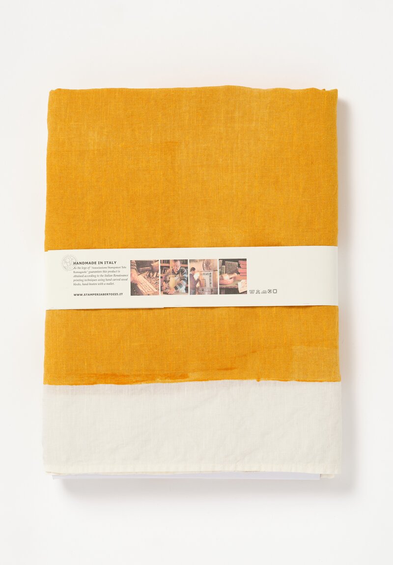Bertozzi Handmade Painted Linen Tablecloth in Senape Yellow	