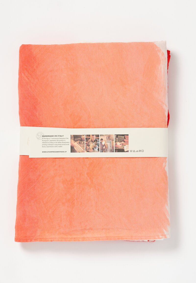 Bertozzi Handmade Large Linen Sfumato Tablecloth in Rosso Red	