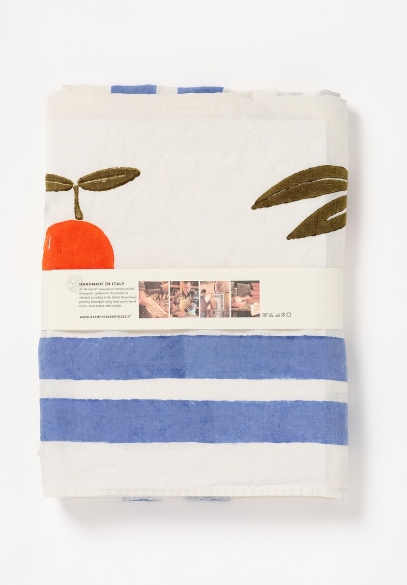 Bertozzi Handmade Linen Tablecloth with Amalfi Orange Print