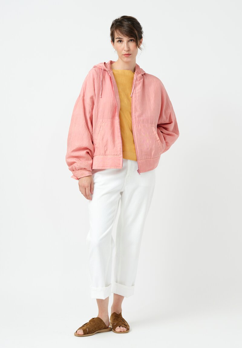 Kaval Khadi Silk Boatneck Crop Top in Apricot Orange