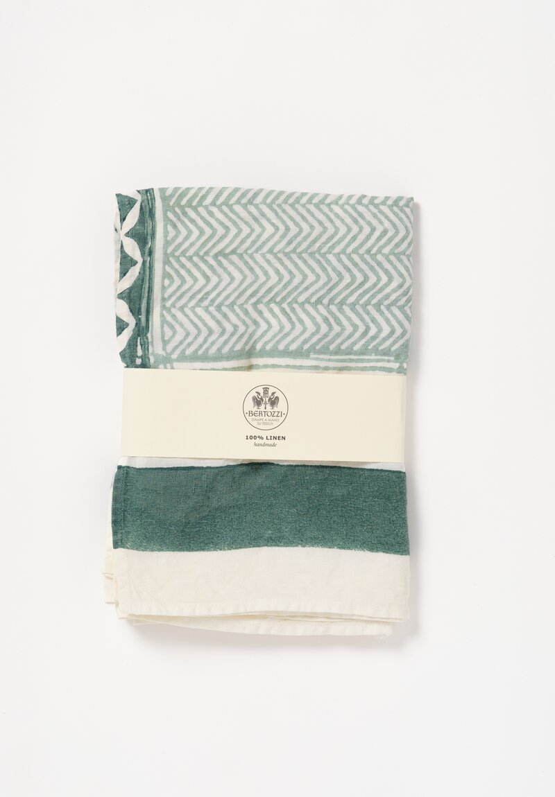Bertozzi Handmade Printed Linen Taormina Runner in Verde Green	