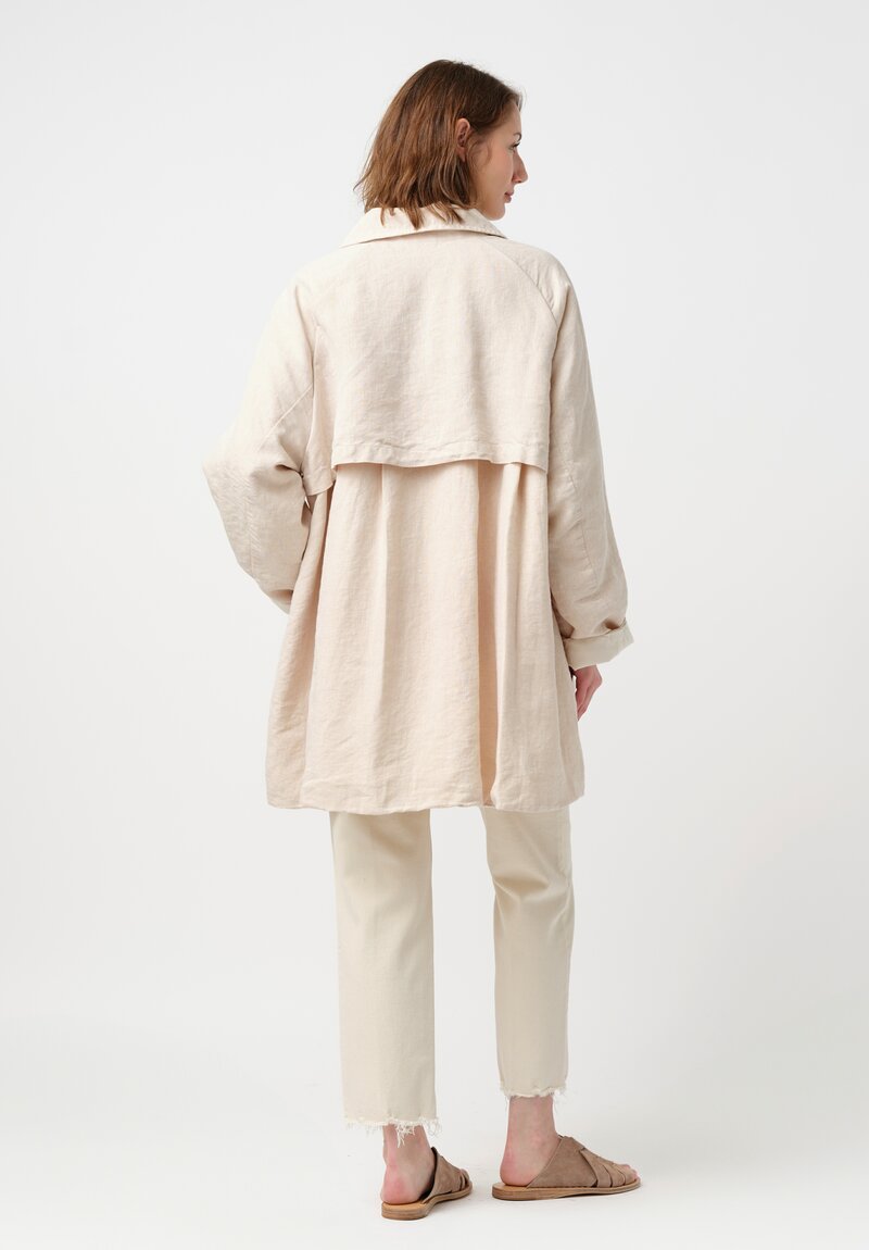 Kaval Washi & Linen Double Breasted Coat in Natural Oat