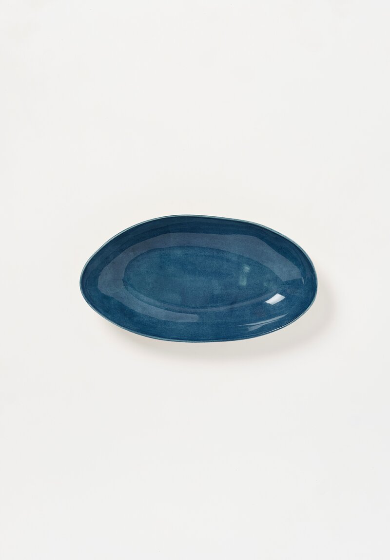 Stamperia Bertozzi Handmade Porcelain Solid Interior Barchetta Dark Azzuro Blue