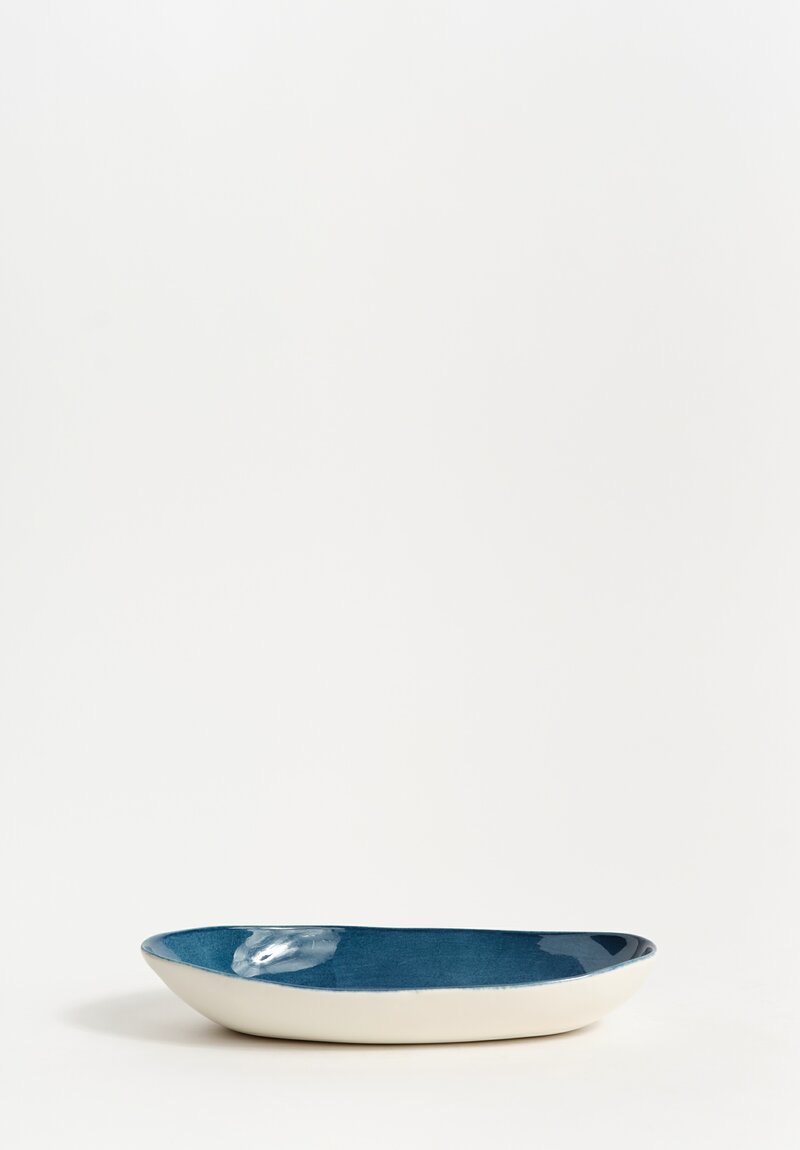 Stamperia Bertozzi Handmade Porcelain Solid Interior Barchetta Dark Azzuro Blue