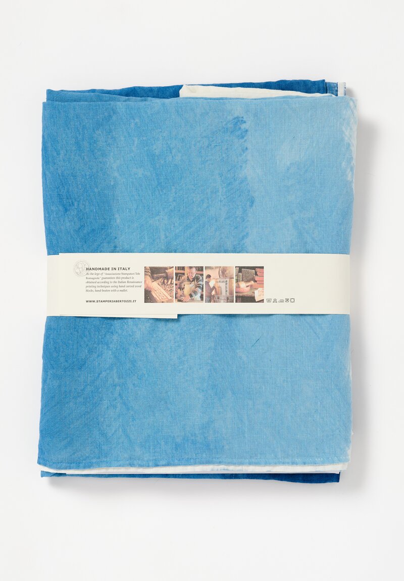 Bertozzi Handmade Linen Sfumato Tablecloth in Indaco Blue