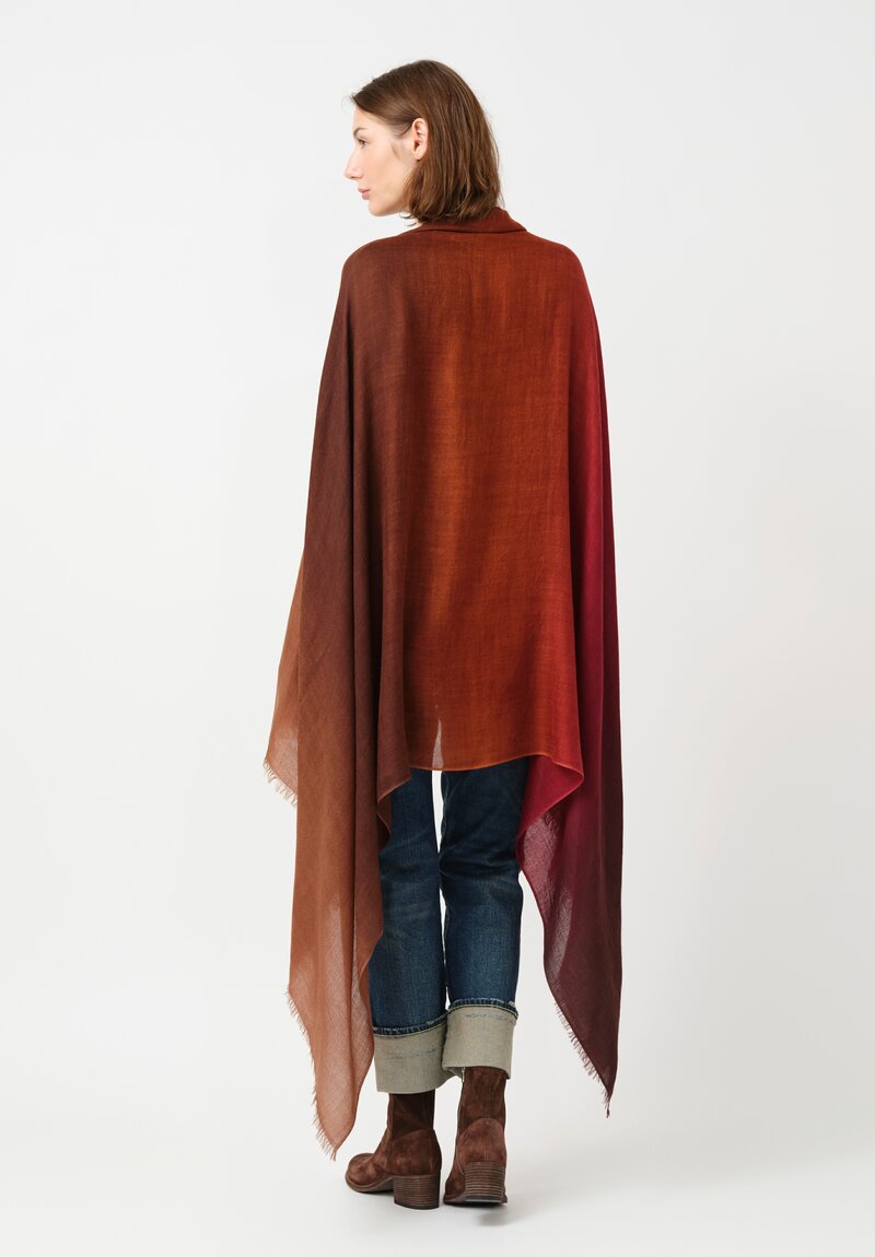 Faliero Sarti Cashmere Gradient Nuby Scarf in Red & Brown Ombré