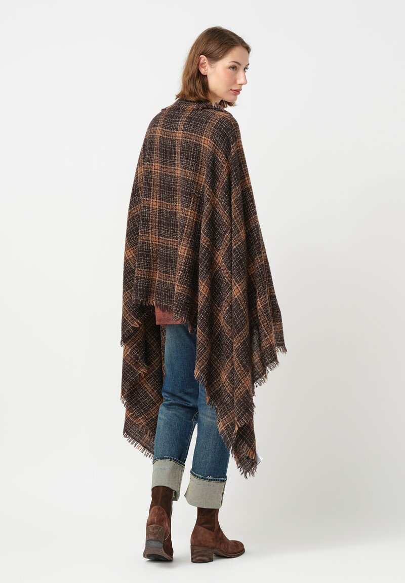 Faliero Sarti Plaid Evo Scarf in Brown, Orange & Natural Plaid