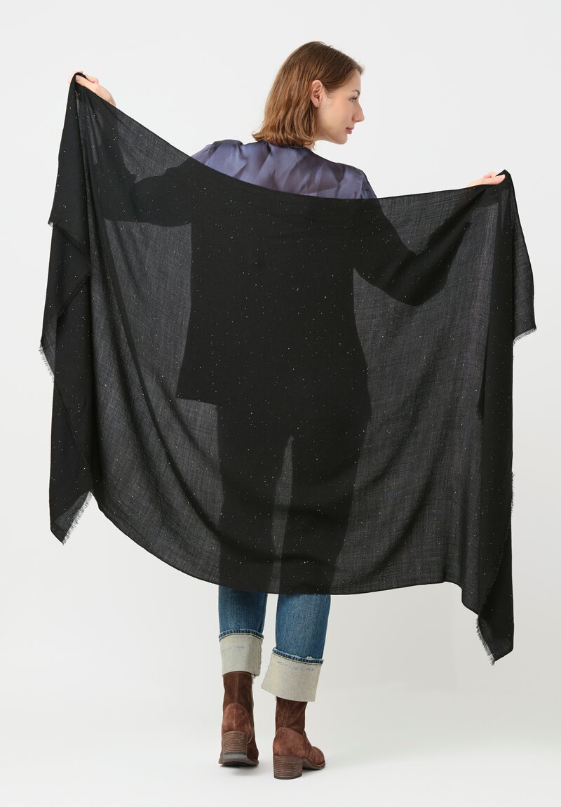 Faliero Sarti Stardust Sequin-Embellished Itaissa Scarf Jet Black & Silver