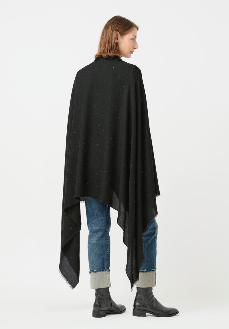 Faliero Sarti Stardust Sequin-Embellished Itaissa Scarf Jet Black & Silver