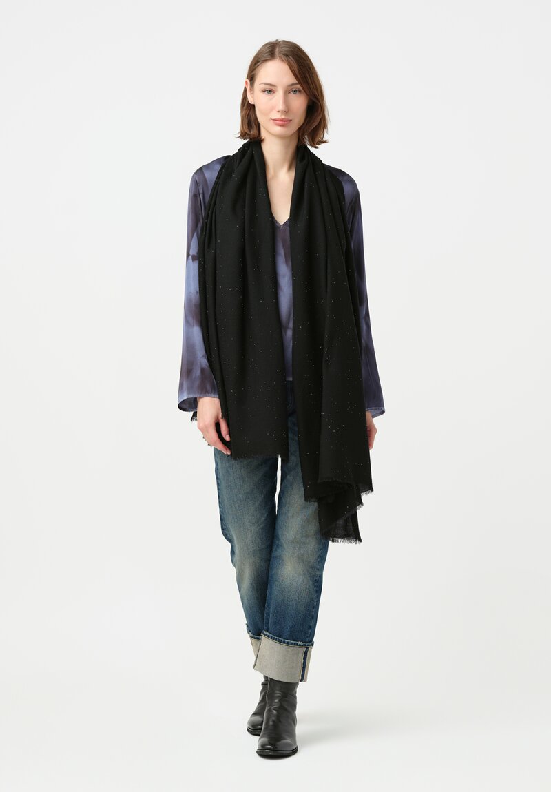 Faliero Sarti Stardust Sequin-Embellished Itaissa Scarf Jet Black & Silver
