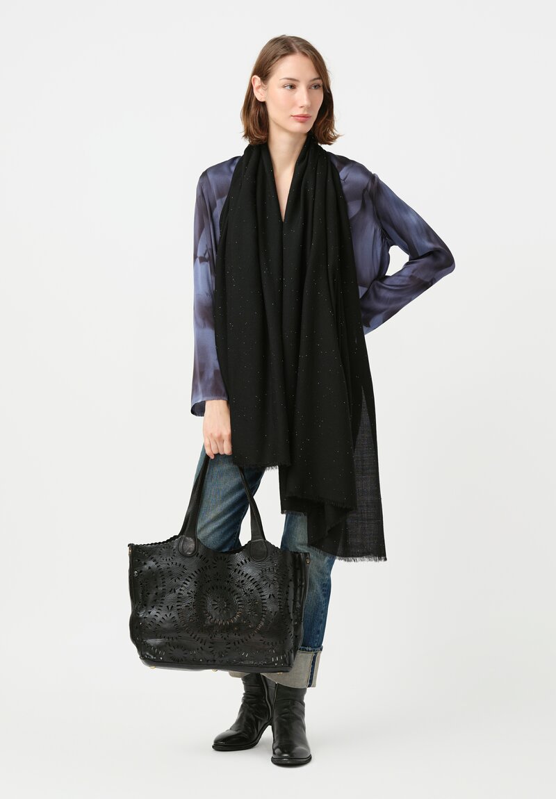 Faliero Sarti Stardust Sequin-Embellished Itaissa Scarf Jet Black & Silver