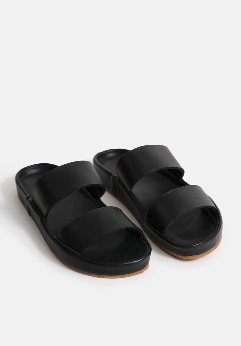Daniela Gregis Leather Fasce Foderato Sandals in Nappa Black