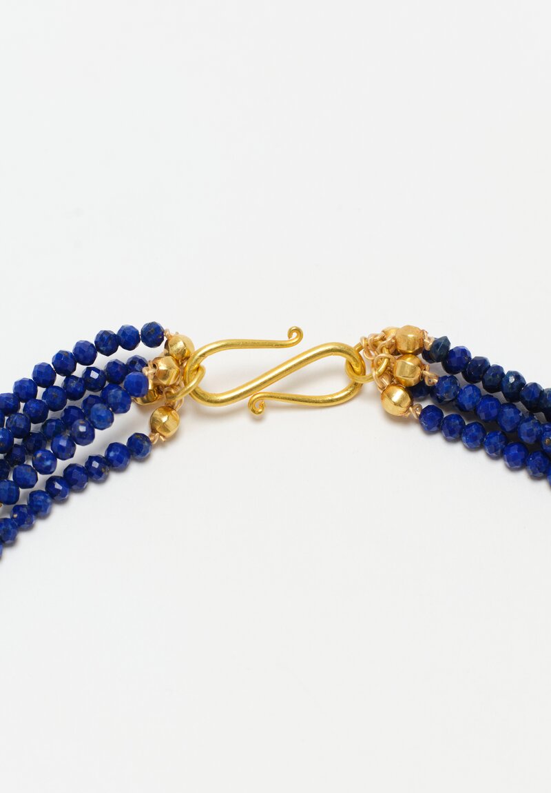 Greig Porter 4-Strand 18K Cylinders, Faceted Rounds & Lapis Lazuli Necklace 18"