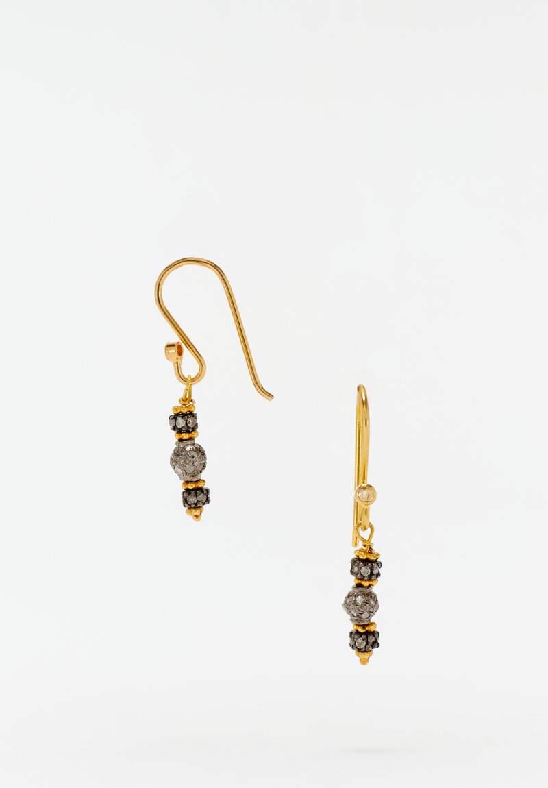 Greig Porter Oxidized 18K Starburst Diamond-Studded Bead Stack Dangle Earrings 1.375"