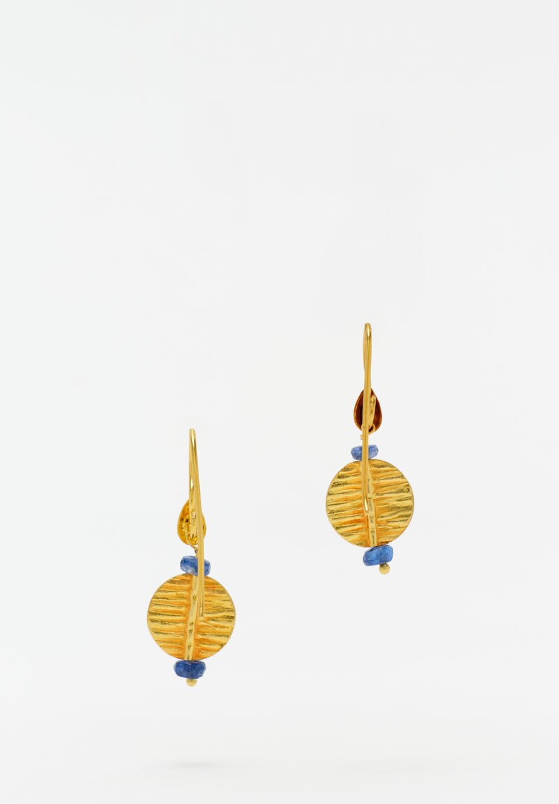 Greig Porter 18K Disc Drop Earrings with Faceted Sapphire Beads