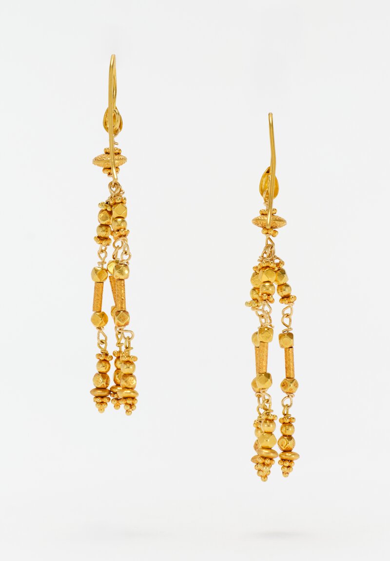 Greig Porter Handmade 18K Beaded Chandelier Earrings 2.25"