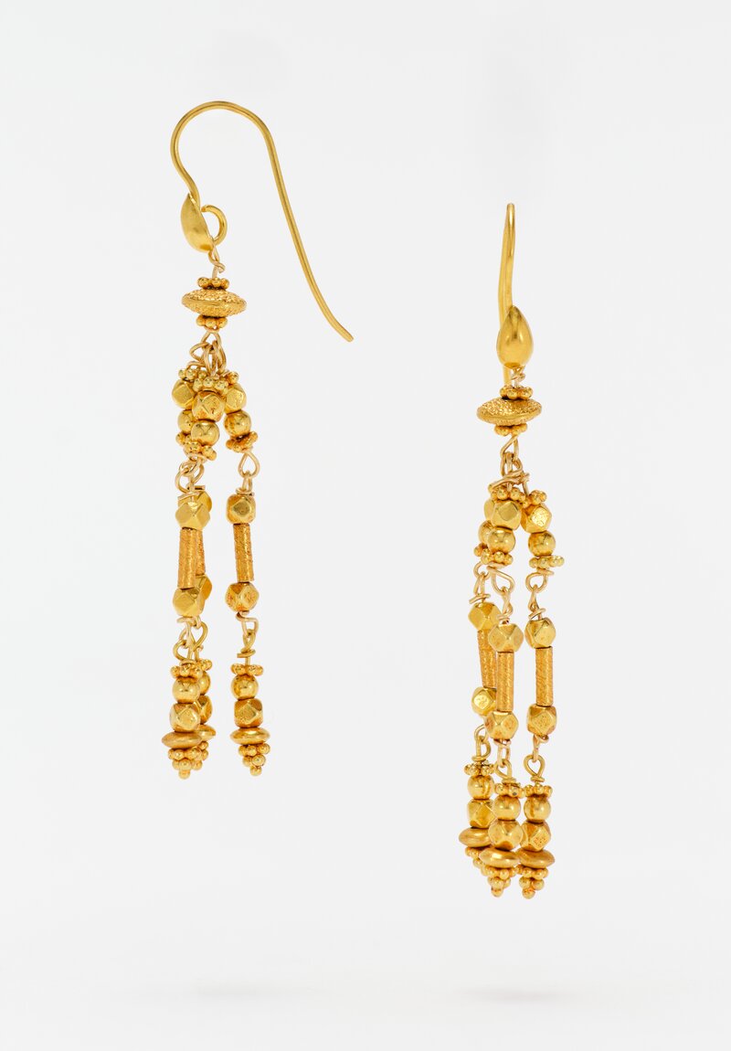 Greig Porter Handmade 18K Beaded Chandelier Earrings 2.25"