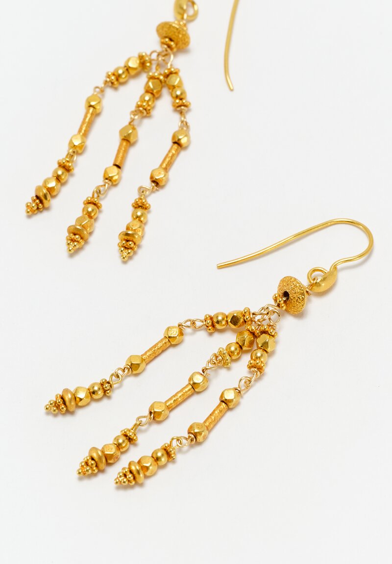 Greig Porter Handmade 18K Beaded Chandelier Earrings 2.25"
