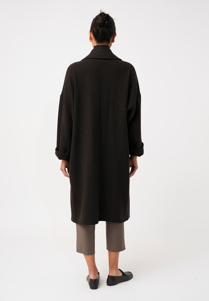 Dusan Cashmere Oversized Coat in Brown & Black Herringbone