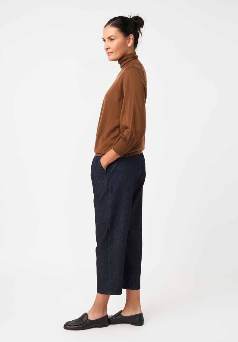 Dusan Cotton Carrot Pants in Denim Blue Twill