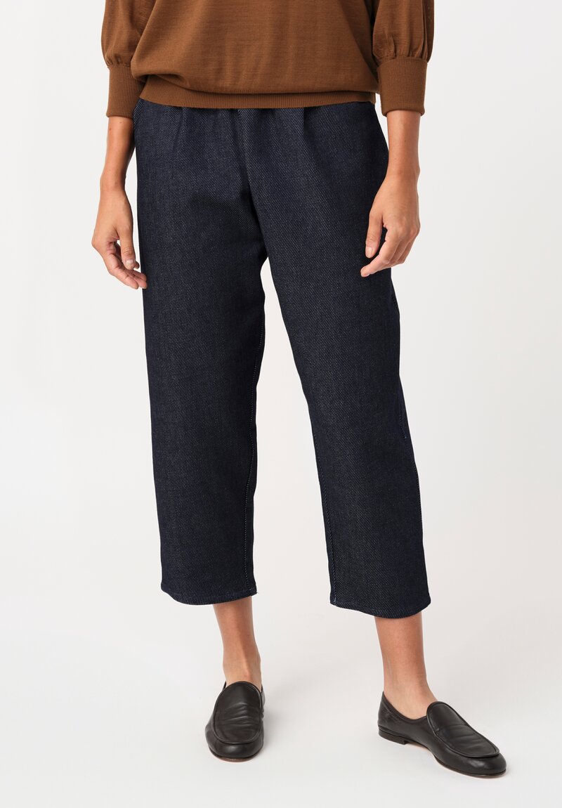 Dusan Cotton Carrot Pants in Denim Blue Twill