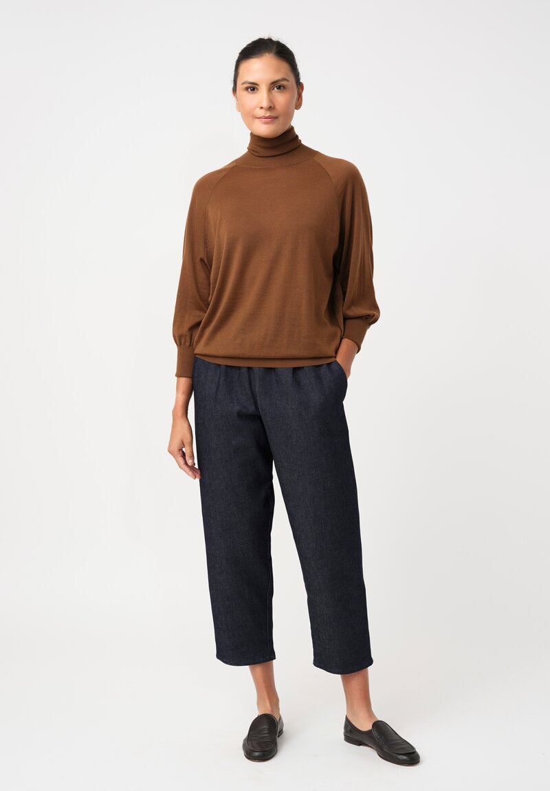 Dusan Cotton Carrot Pants in Denim Blue Twill