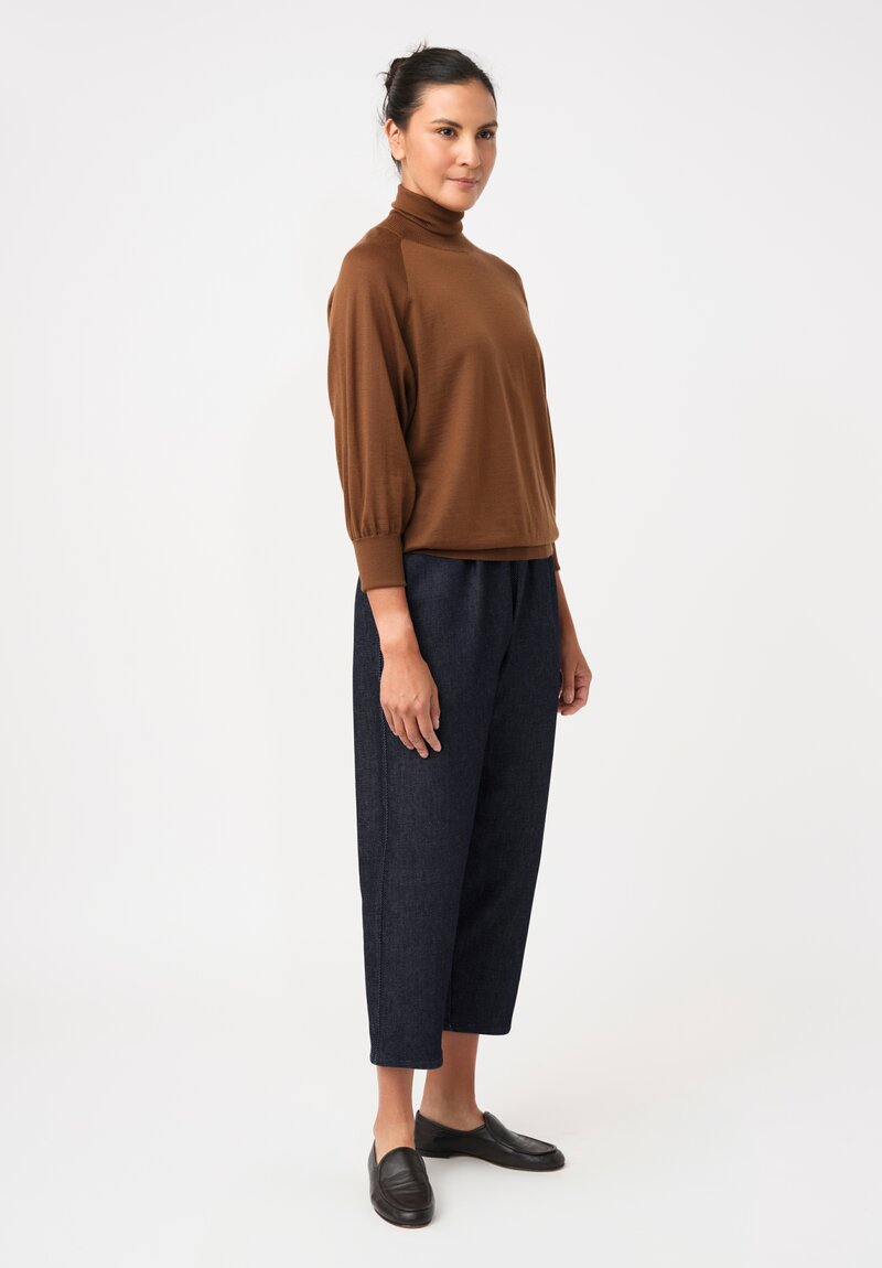 Dusan Cotton Carrot Pants in Denim Blue Twill