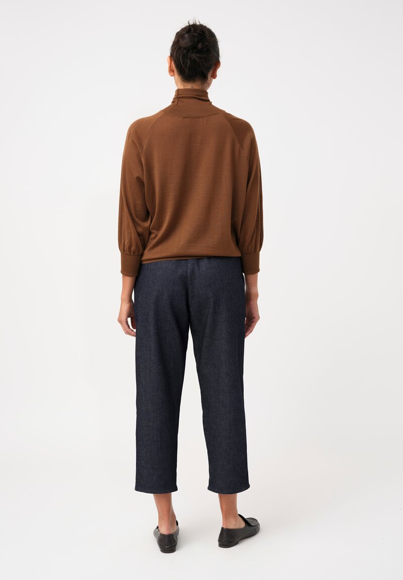 Dusan Cotton Carrot Pants in Denim Blue Twill