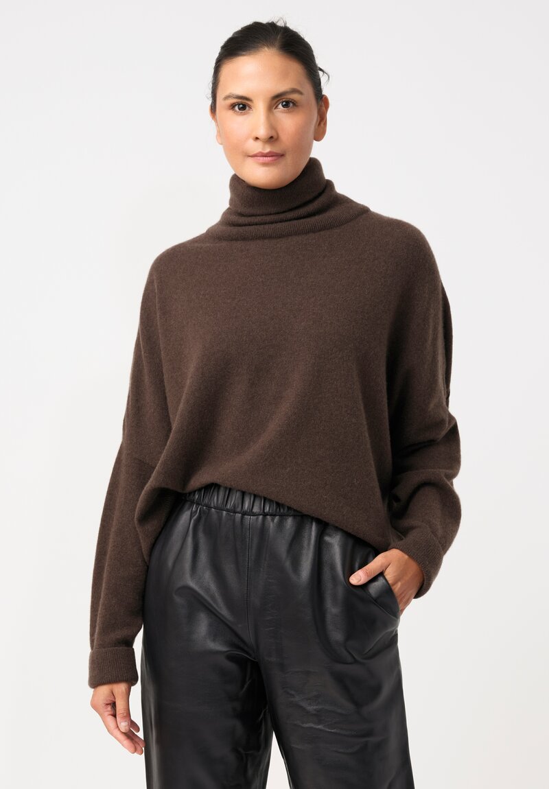 Dusan Cashmere Iconic Crewneck Sweater in Cedar Brown
