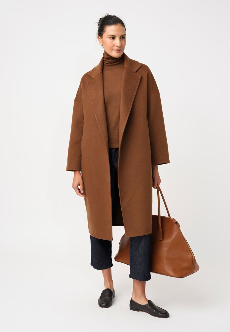 Dusan Cashmere Oversized Coat in Saddle Brown