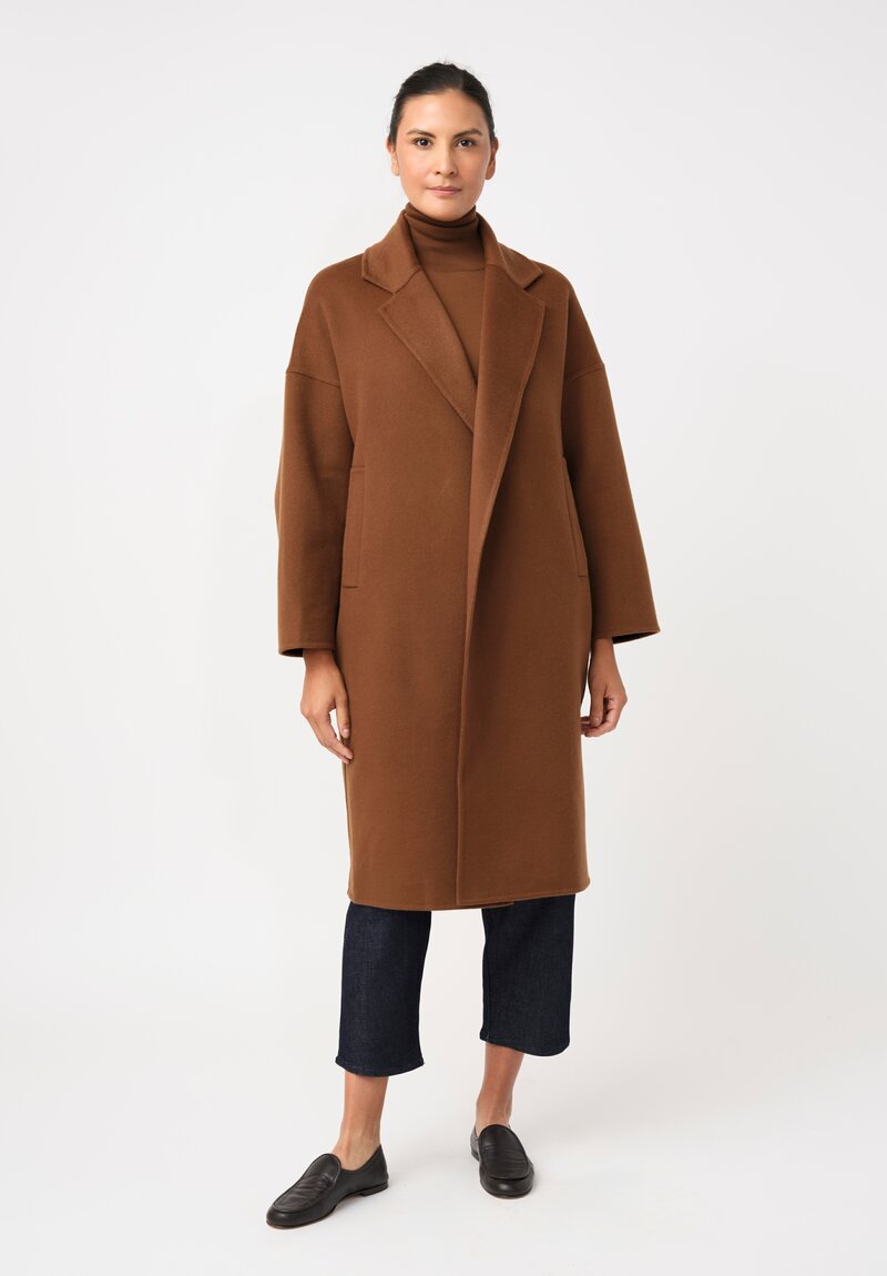 Dusan Cashmere Oversized Coat in Saddle Brown