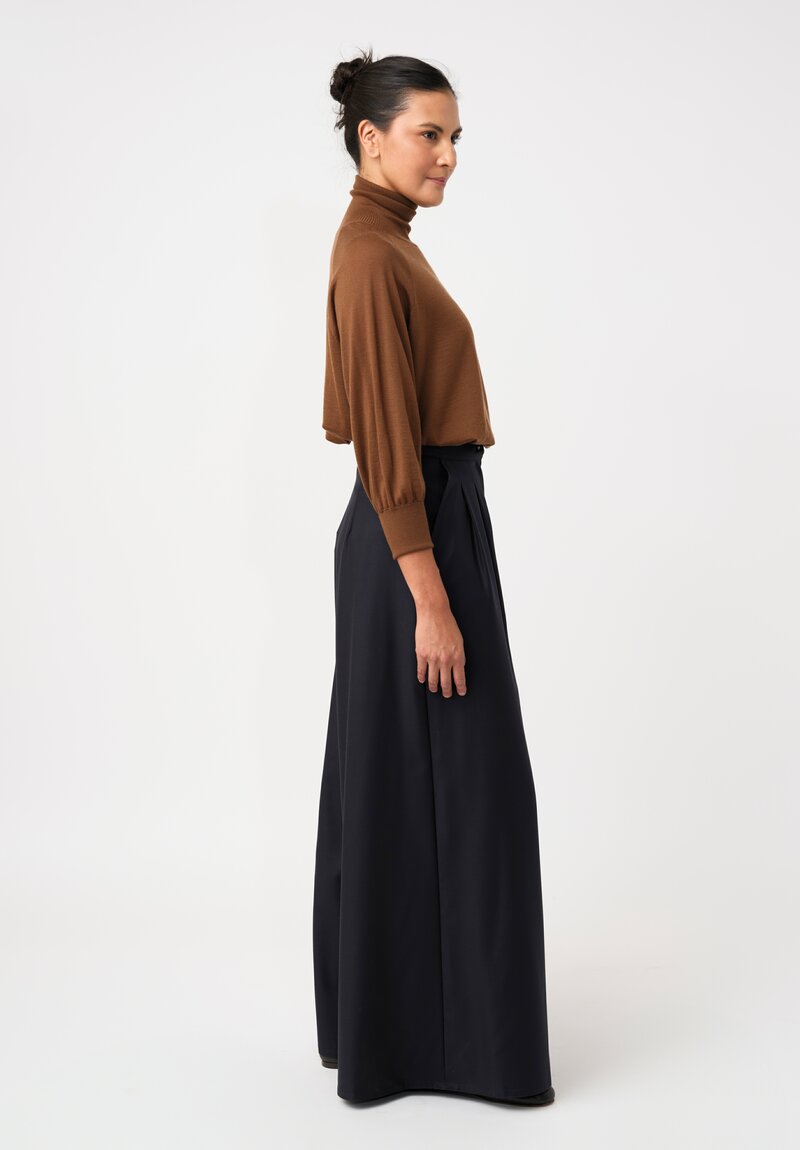 Dusan Tasmania Notched & Pleated Pants in Midnight Navy Blue