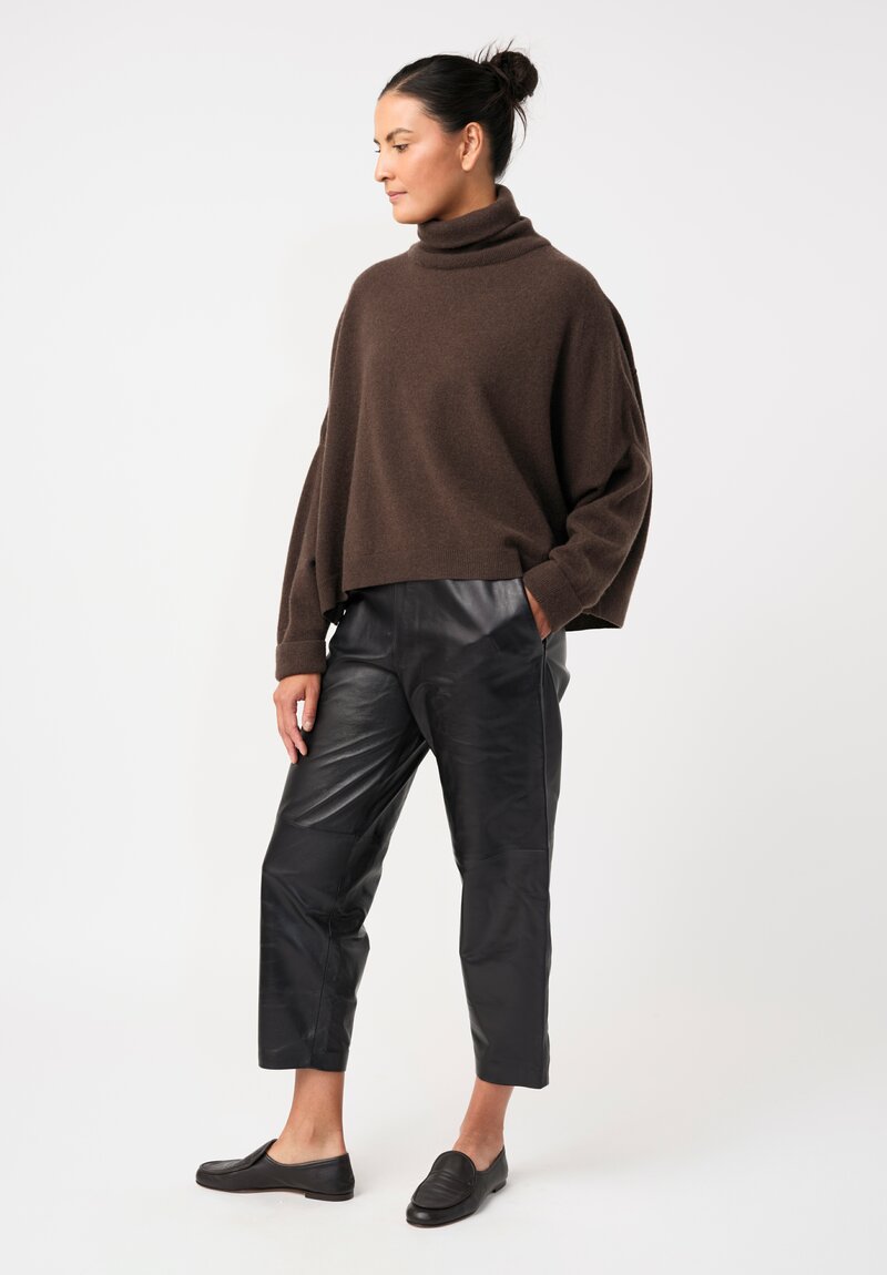 Dusan Lambskin Leather Carrot Pants in Black