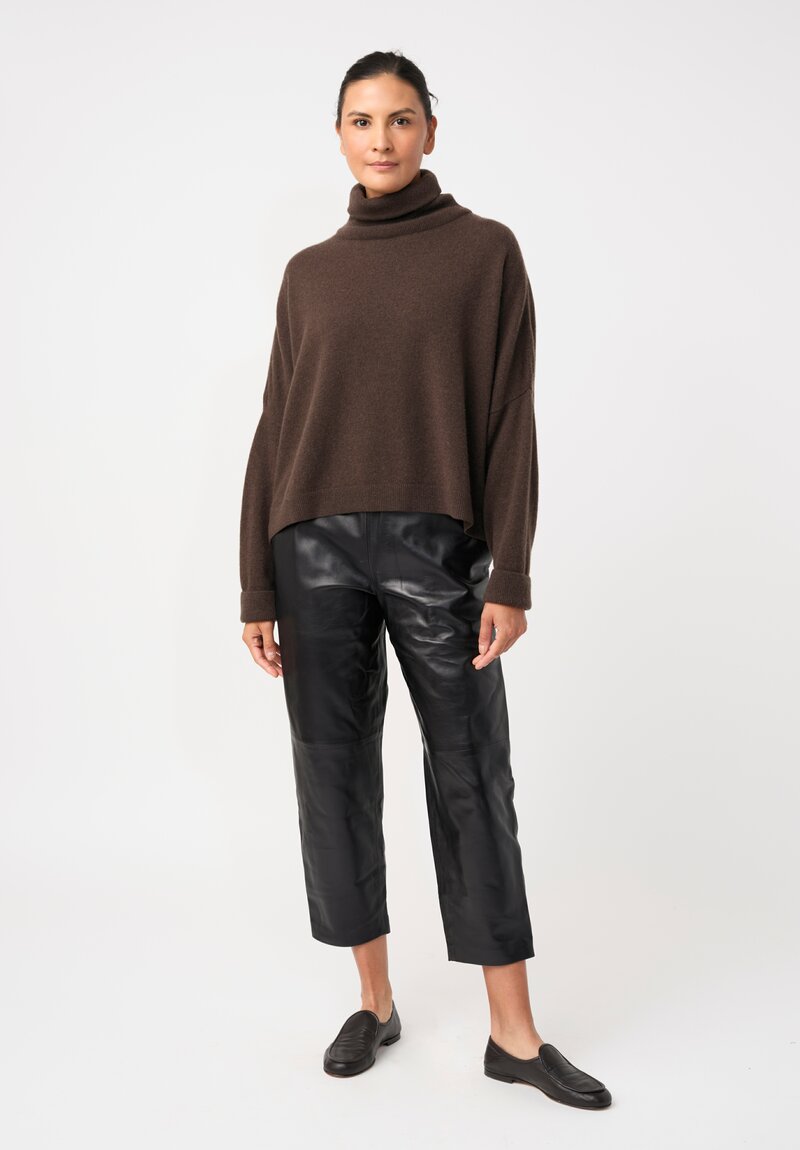 Dusan Lambskin Leather Carrot Pants in Black