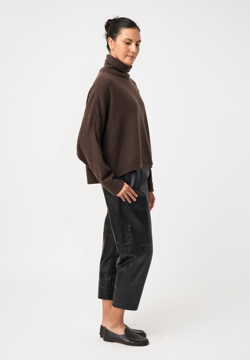 Dusan Lambskin Leather Carrot Pants in Black